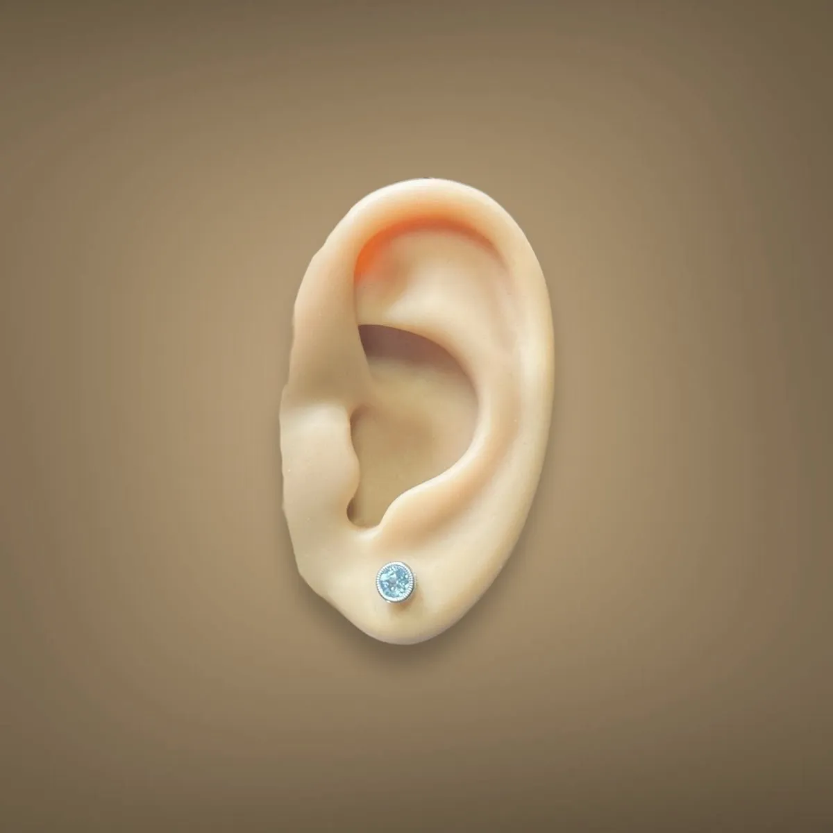 14K W Gold 0.49ctw 5mm Bezel Set Round Aquamarine Earrings