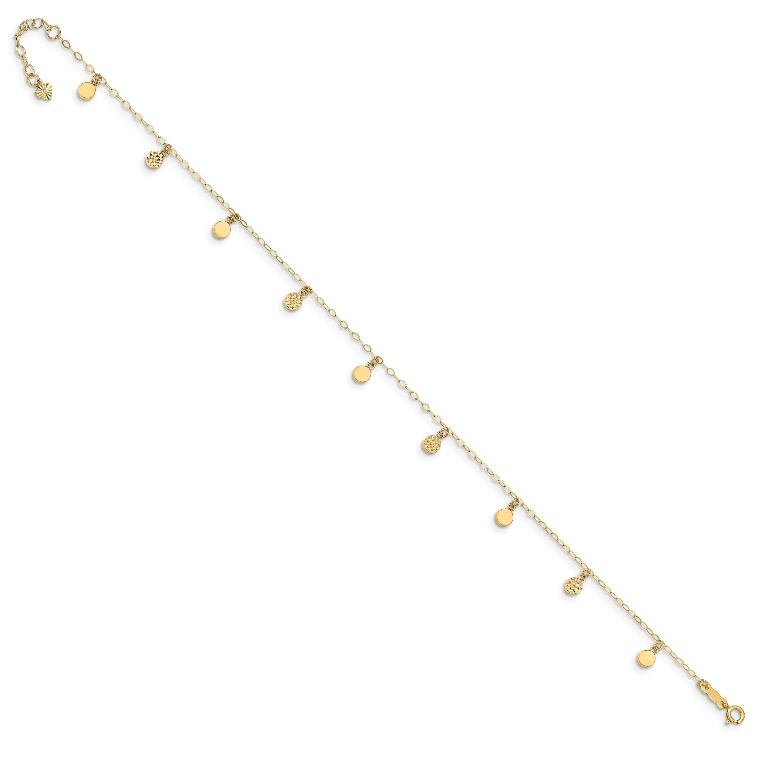 14k Yellow Gold Hollow Dangle Circle Anklet