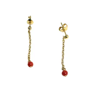 18K Coral Dangle Earrings