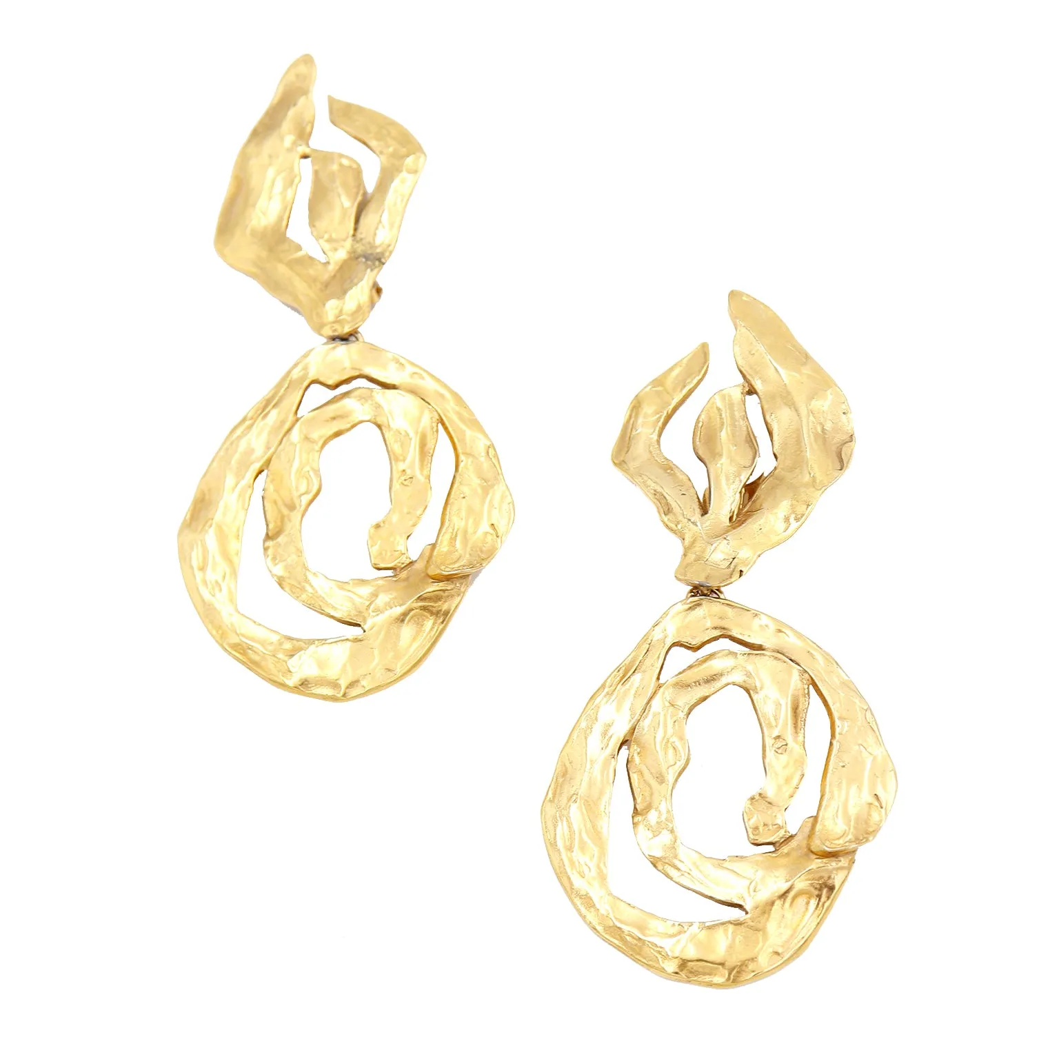 1980s Oversized Yves Saint Laurent Gold Plated YSL Statement Earrings