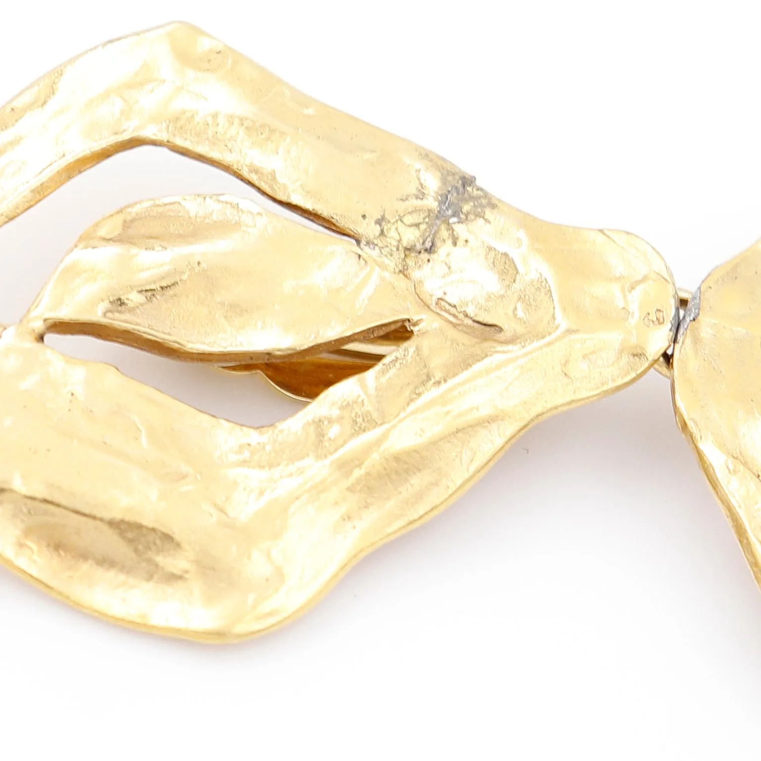 1980s Oversized Yves Saint Laurent Gold Plated YSL Statement Earrings