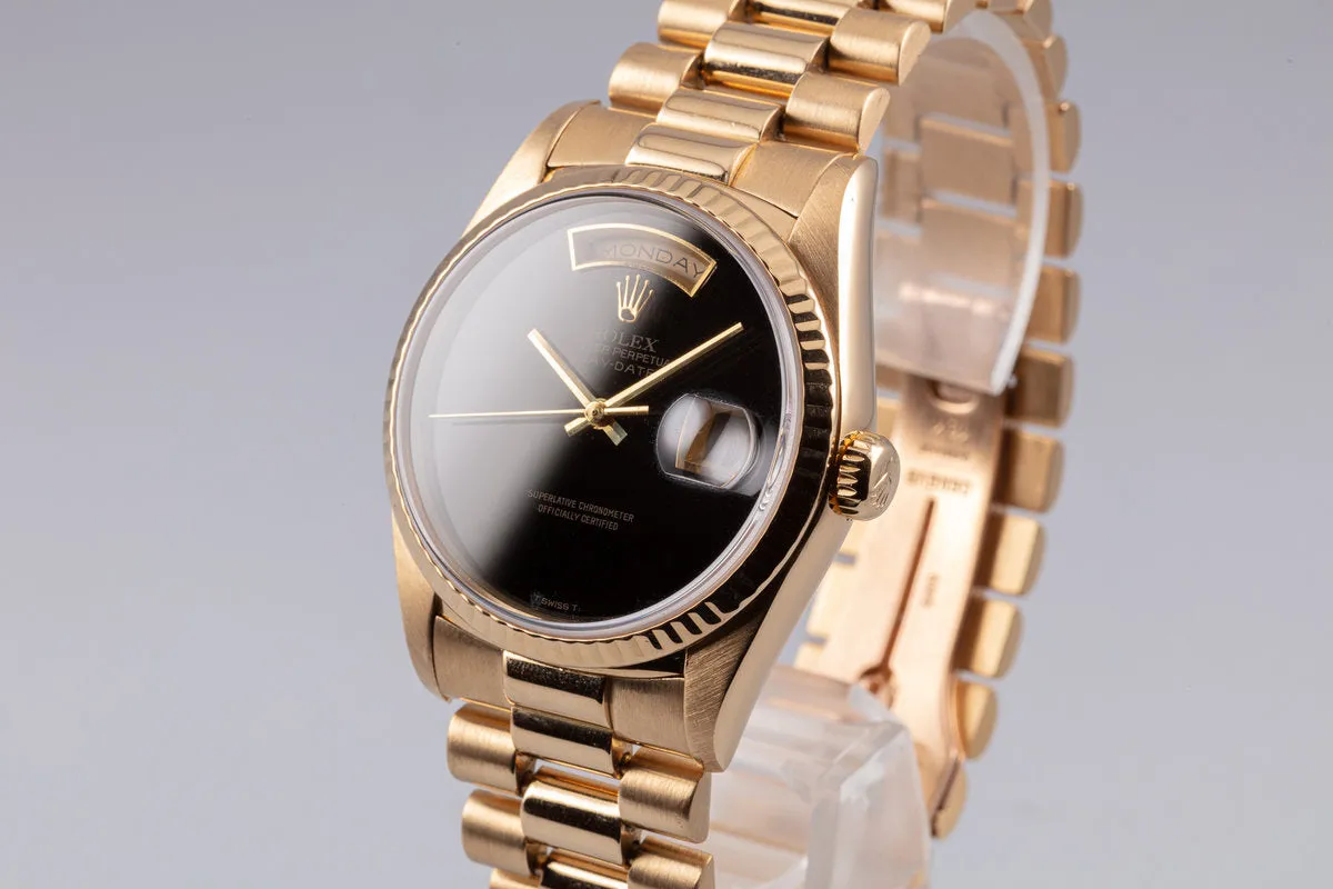 1988 Rolex 18K YG Day-Date 18238 Onyx Dial