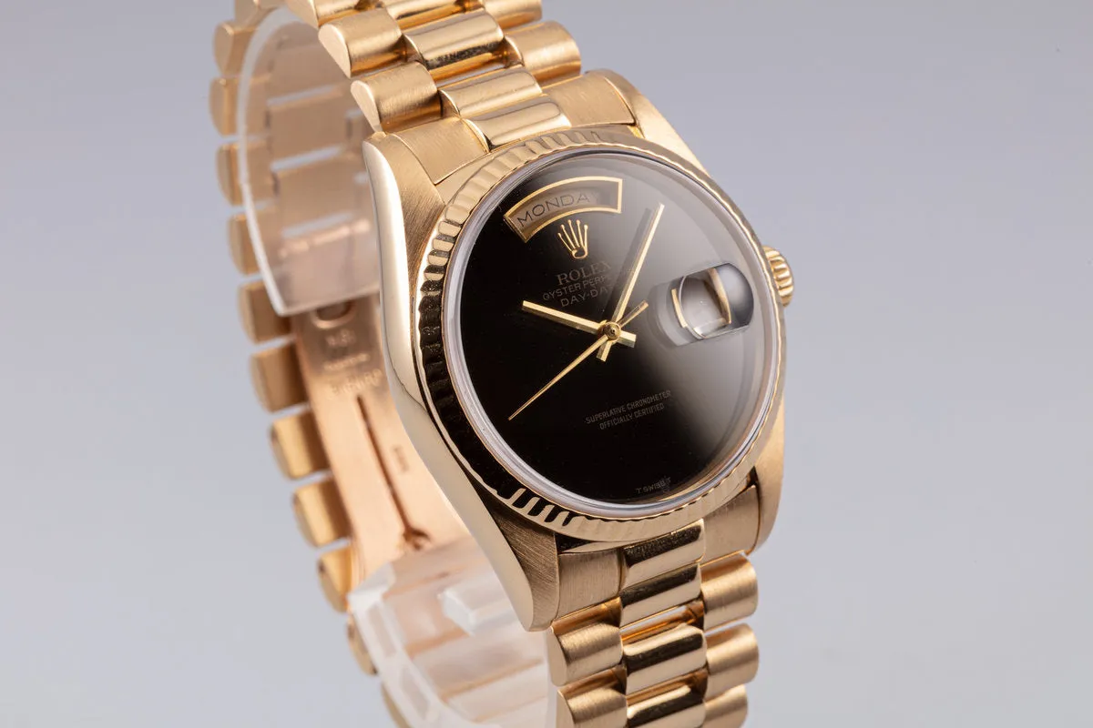 1988 Rolex 18K YG Day-Date 18238 Onyx Dial