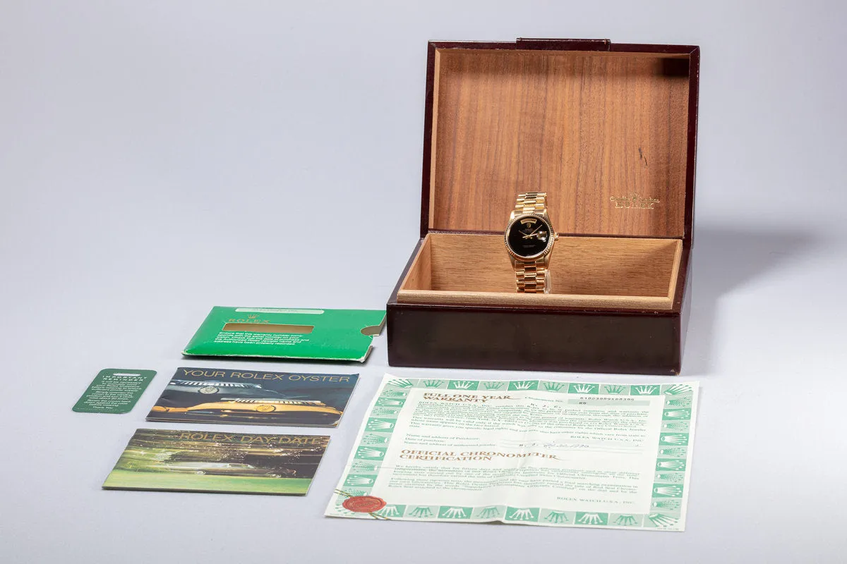 1988 Rolex 18K YG Day-Date 18238 Onyx Dial
