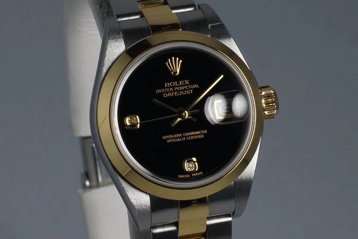 2002 Rolex Ladies Two Tone DateJust 79163 Onyx Dial with Box and Papers