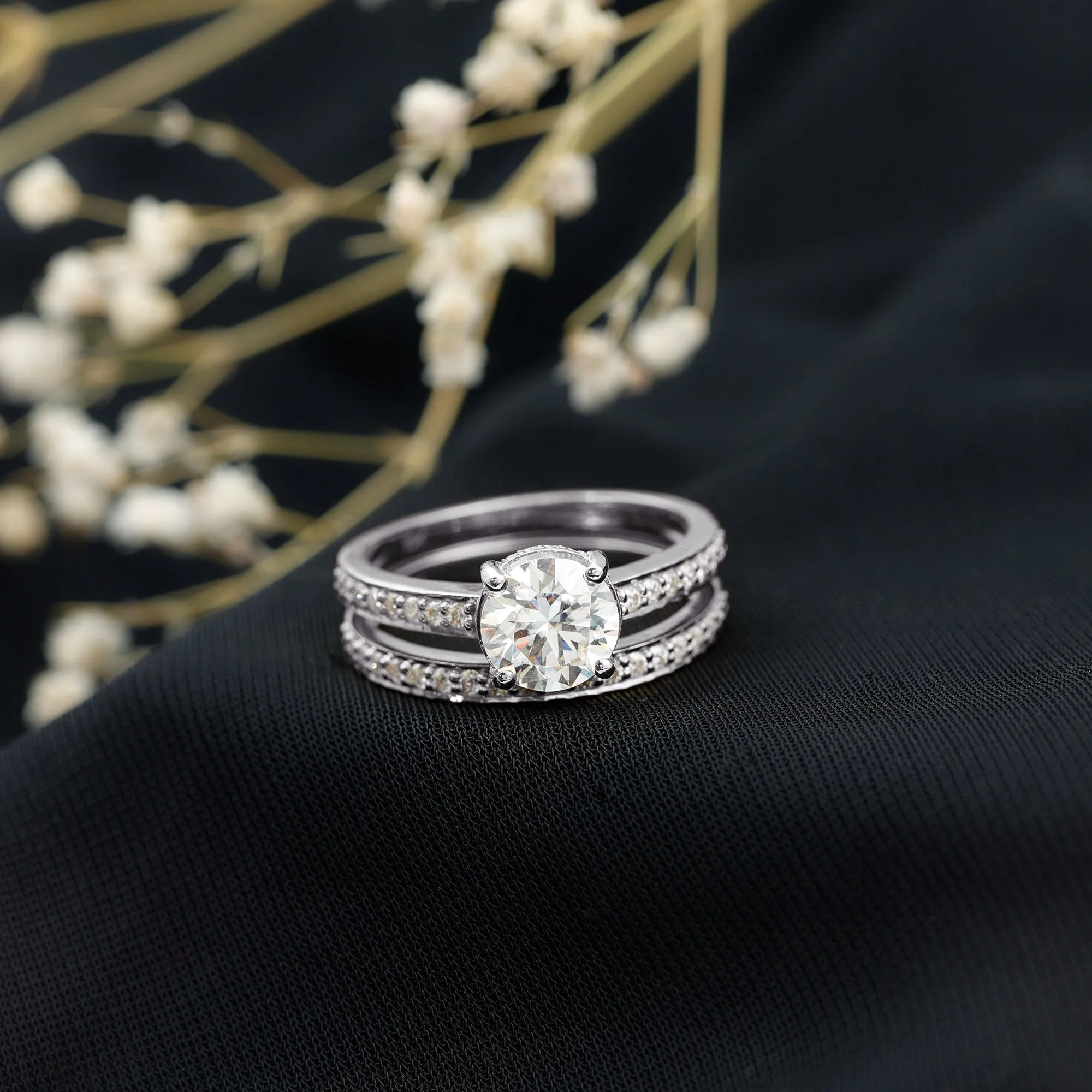 3 CT Solitaire Moissanite Wedding Ring Set
