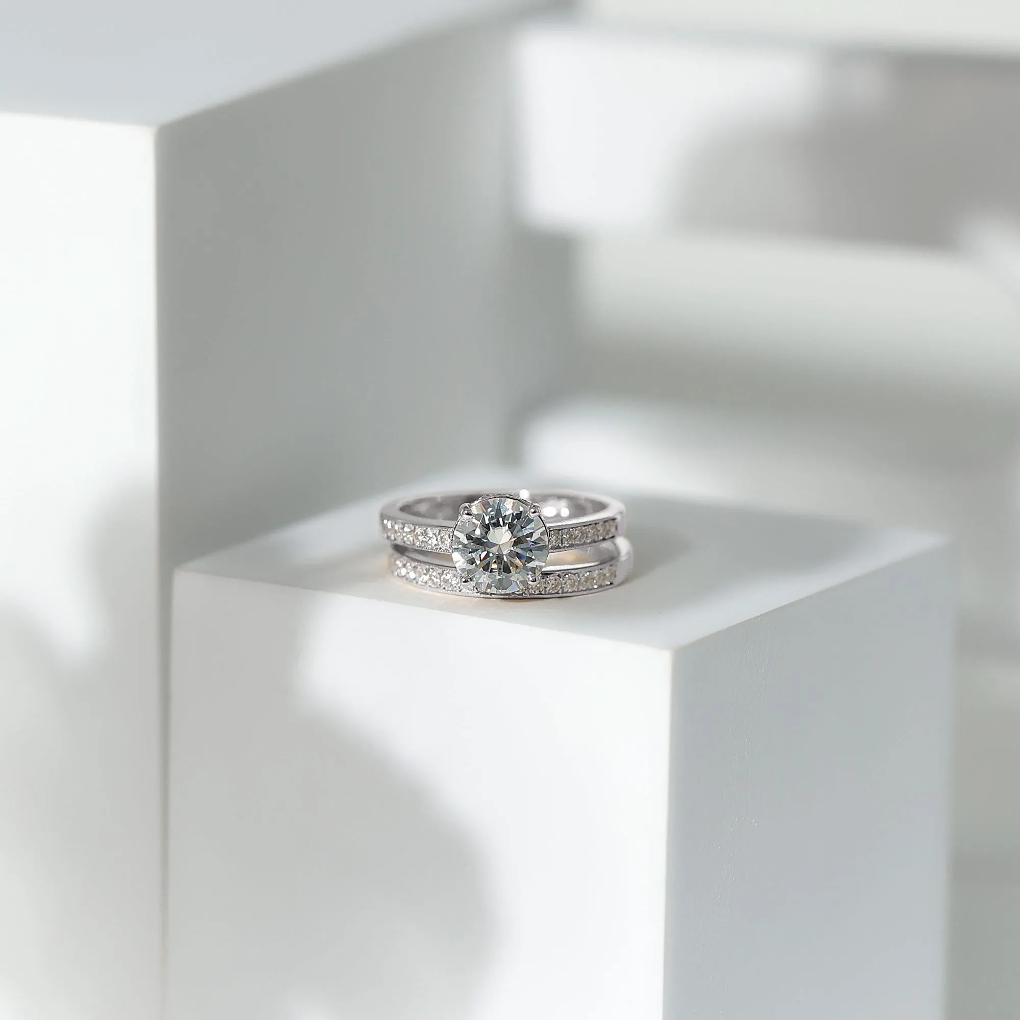 3 CT Solitaire Moissanite Wedding Ring Set