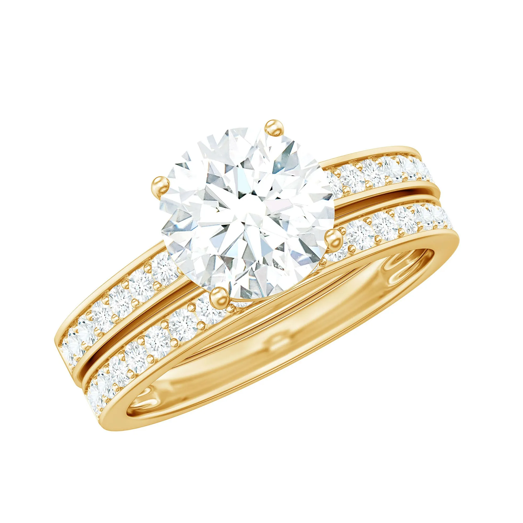 3 CT Solitaire Moissanite Wedding Ring Set
