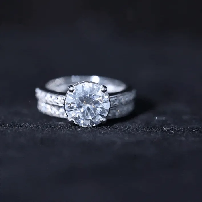 3 CT Solitaire Moissanite Wedding Ring Set