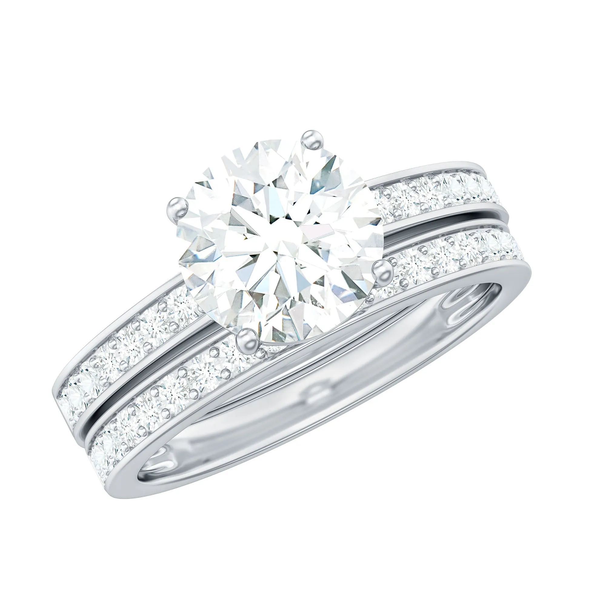 3 CT Solitaire Moissanite Wedding Ring Set
