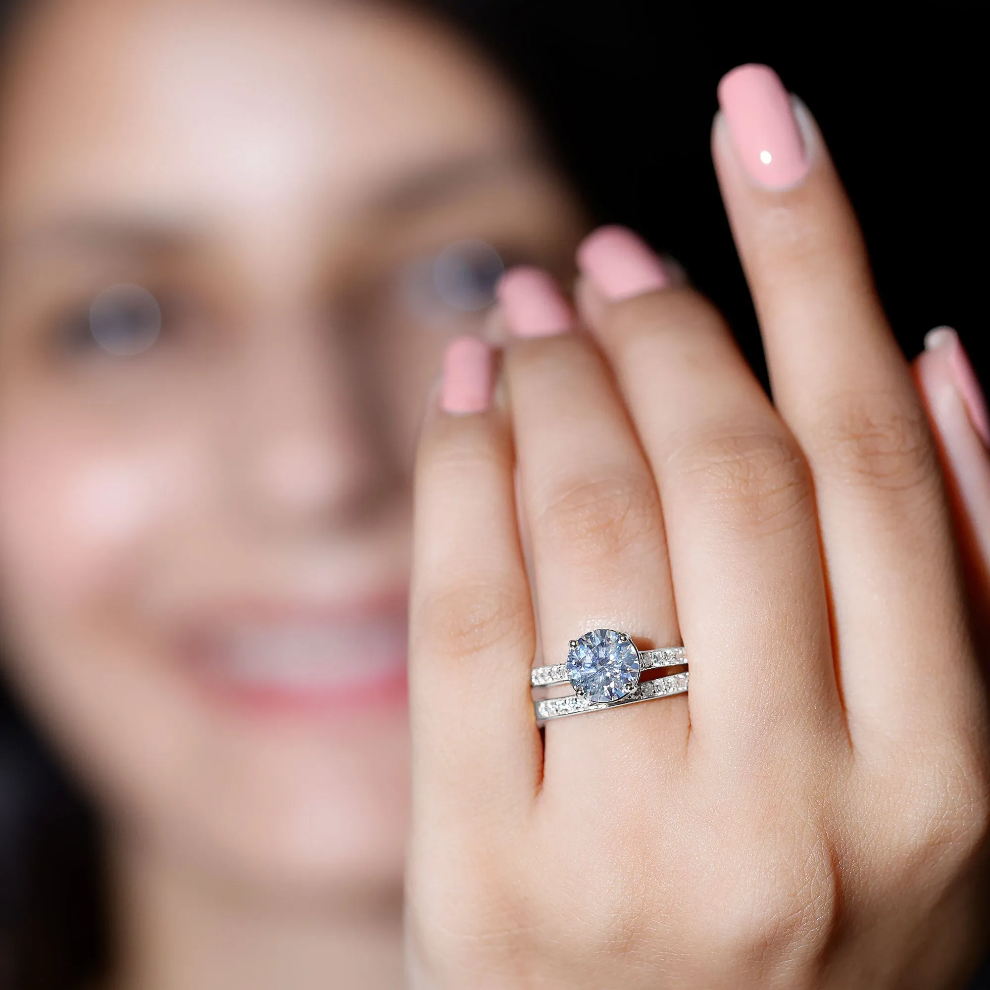 3 CT Solitaire Moissanite Wedding Ring Set