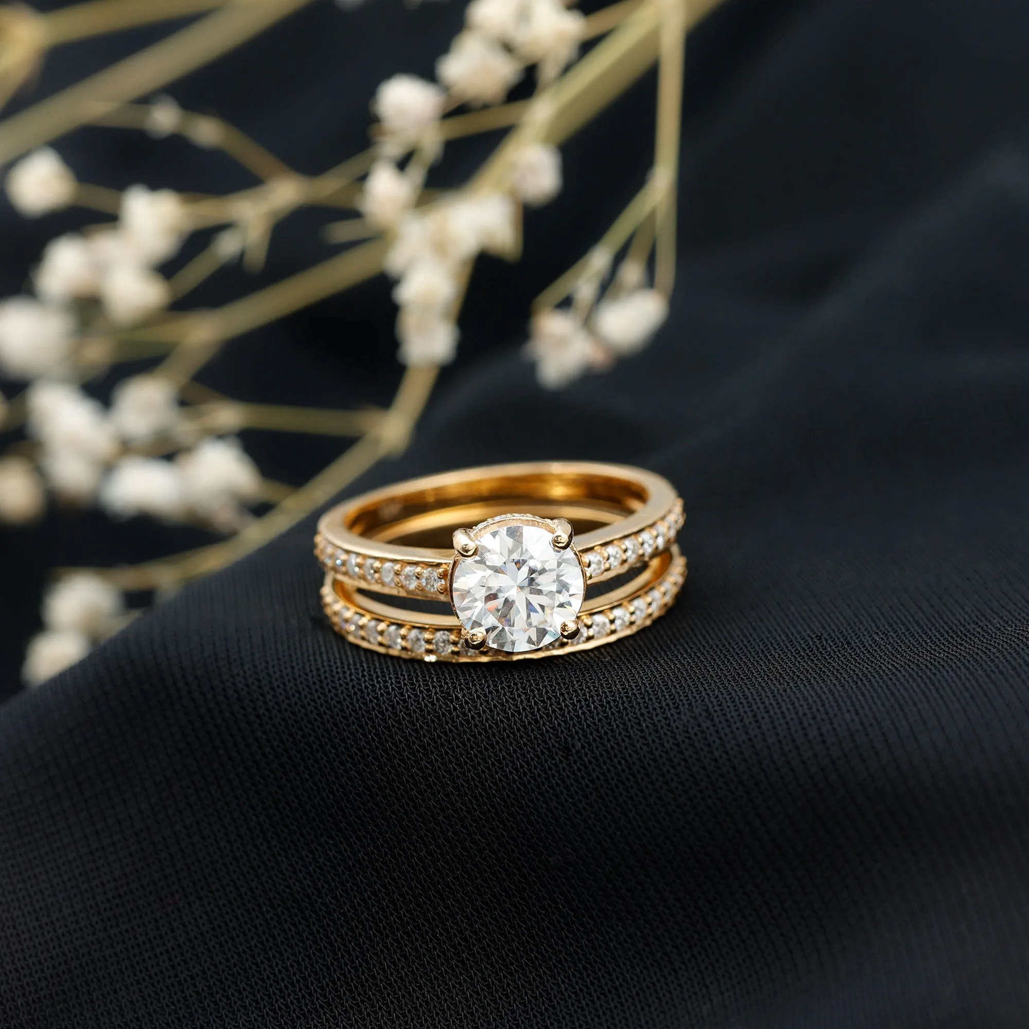 3 CT Solitaire Moissanite Wedding Ring Set