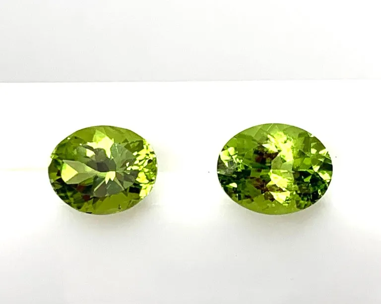 6.13 Carat Apple Green Peridot Oval Pair, Unset Loose Drop Earring Gemstones