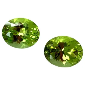 6.13 Carat Apple Green Peridot Oval Pair, Unset Loose Drop Earring Gemstones