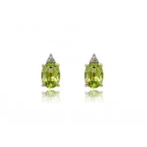 9ct Yellow Gold Diamond & Peridot Earrings