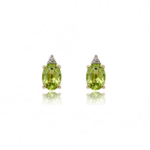 9ct Yellow Gold Diamond & Peridot Earrings