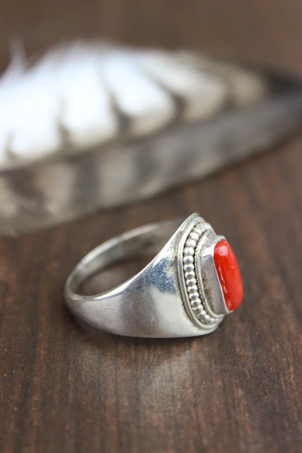 Antique Coral Passion Ring