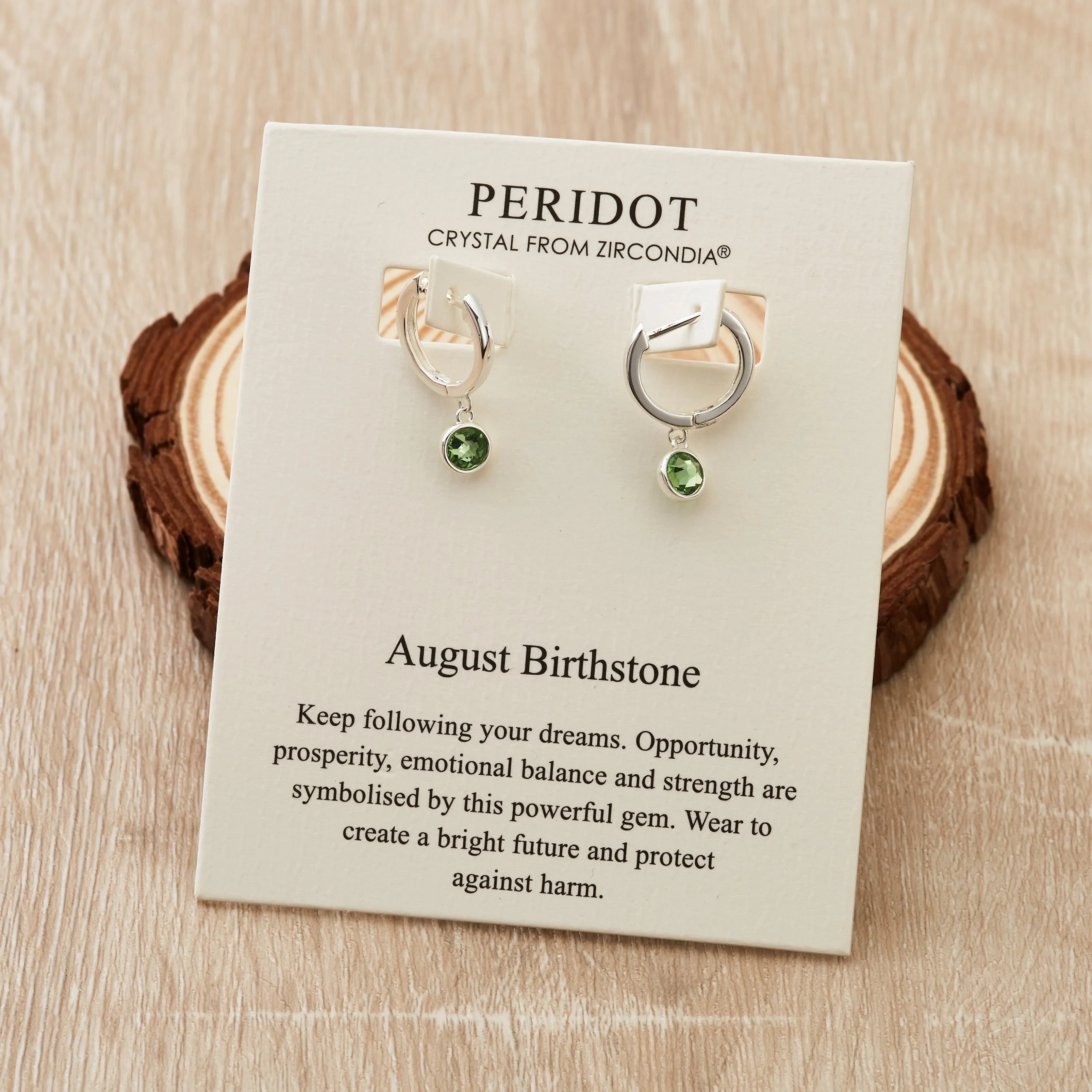 August Birthstone Hoop Earrings Created with Peridot Zircondia® Crystals