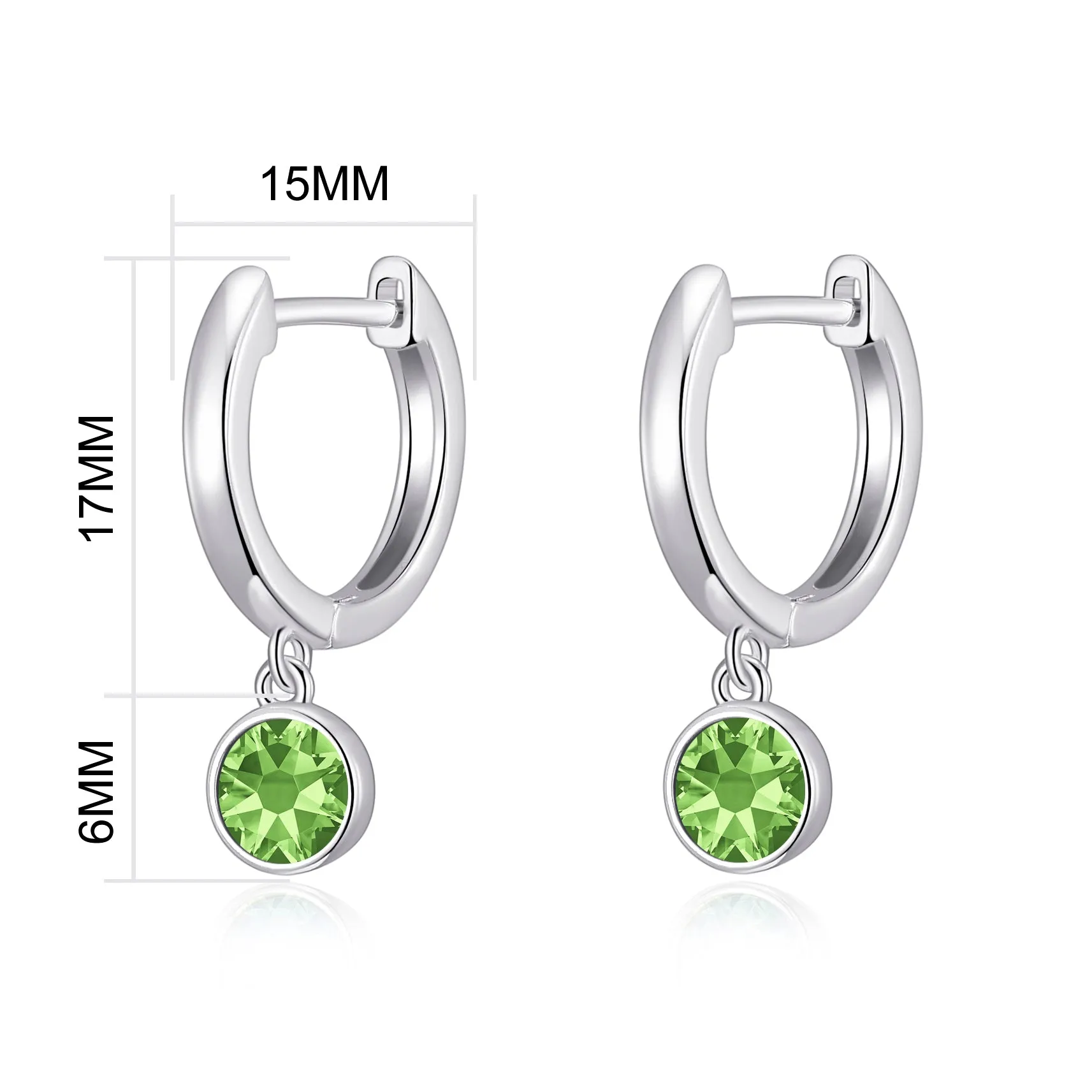 August Birthstone Hoop Earrings Created with Peridot Zircondia® Crystals