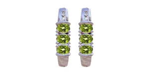 August Peridot & Diamond 3-stone Stud Earrings in White Gold