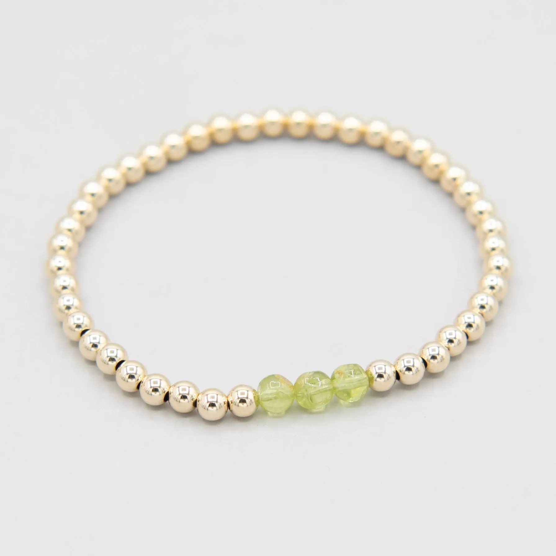August Peridot Beaded Lux Bracelet