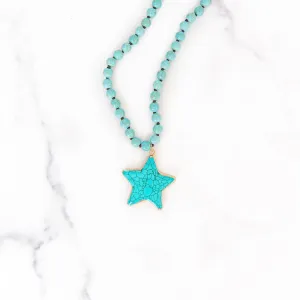Beaded Turquoise Star Necklace