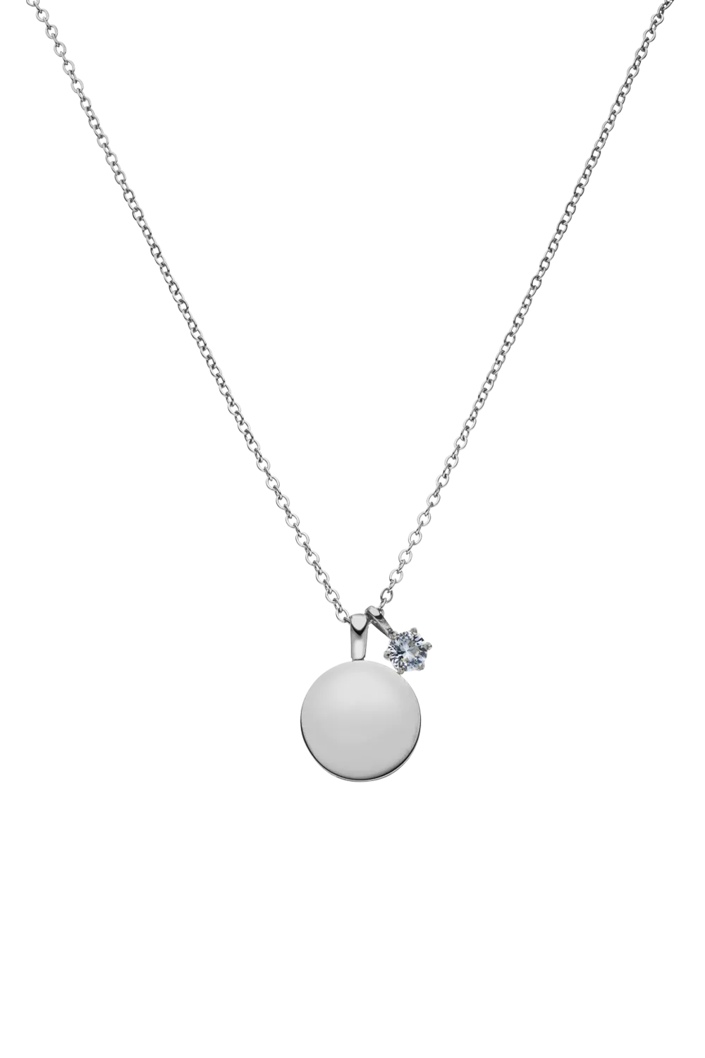 Birthstone March Necklace Silver
