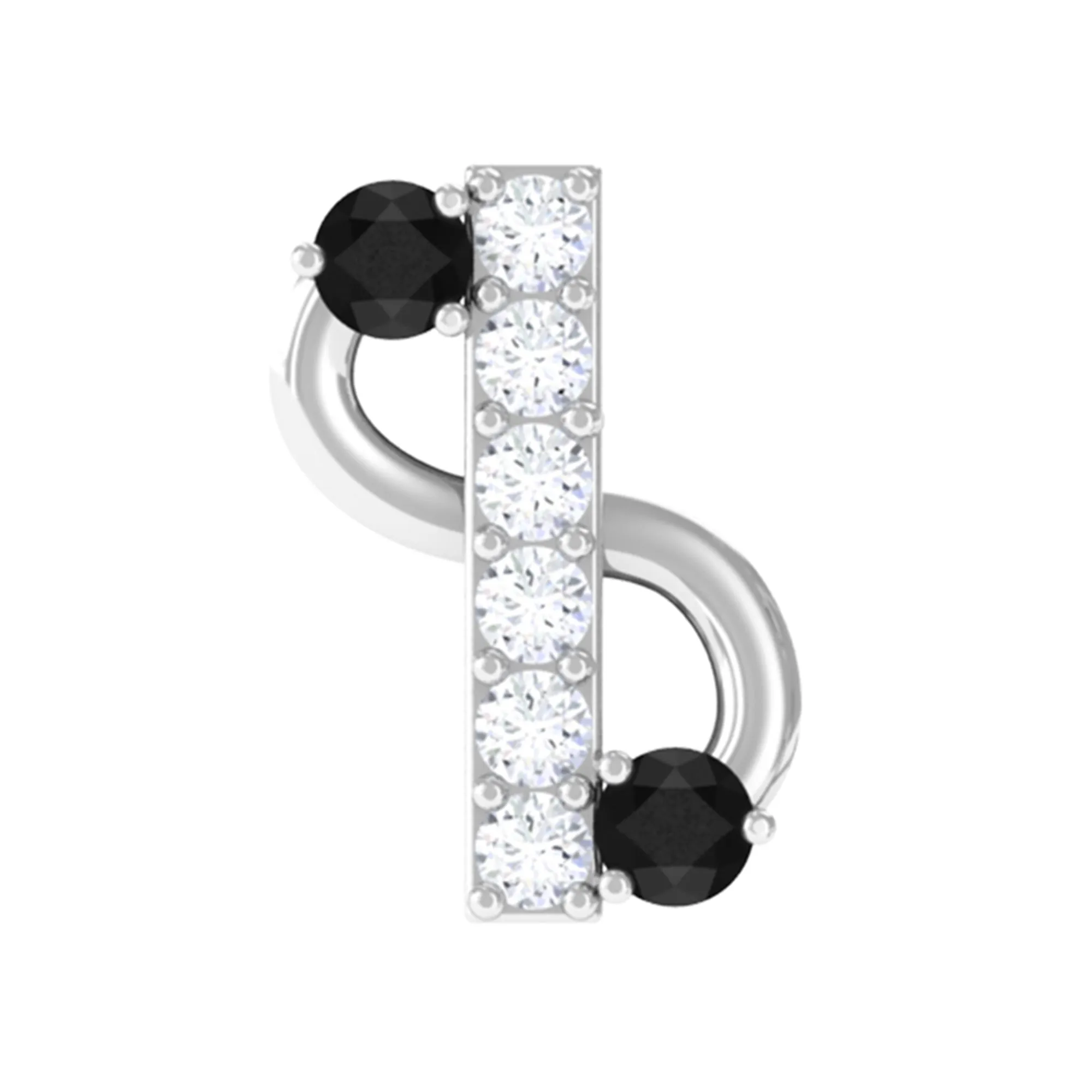 Black Diamond and Moissanite Infinity Tragus Earring