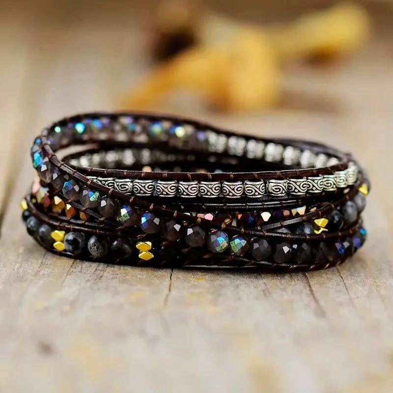 Black Onyx Mix 5 Wraps Bracelet