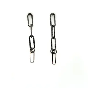 Black Rhodium Paperclip Chain Drop Earrings
