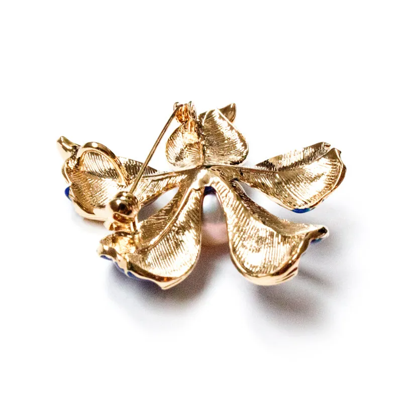 BLUE FLOWER EDISON PEARL BROOCH