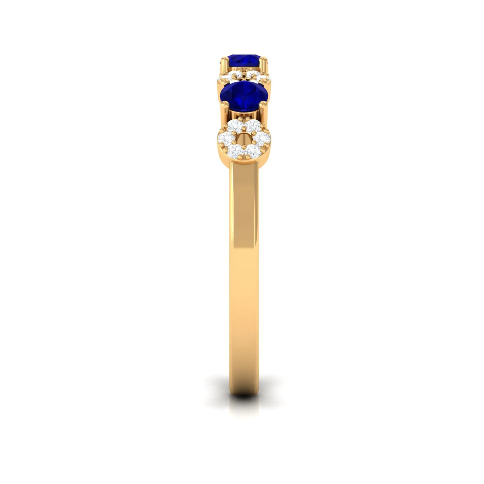Blue Sapphire and Diamond Semi Eternity Ring