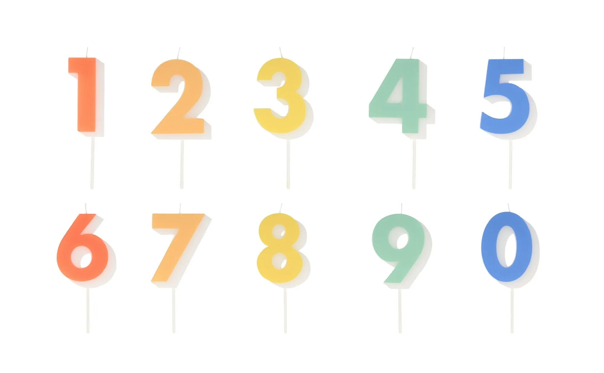 Brightly Colored Number Birthday Candle from Meri Meri, Pick Your Number 0 Through 9