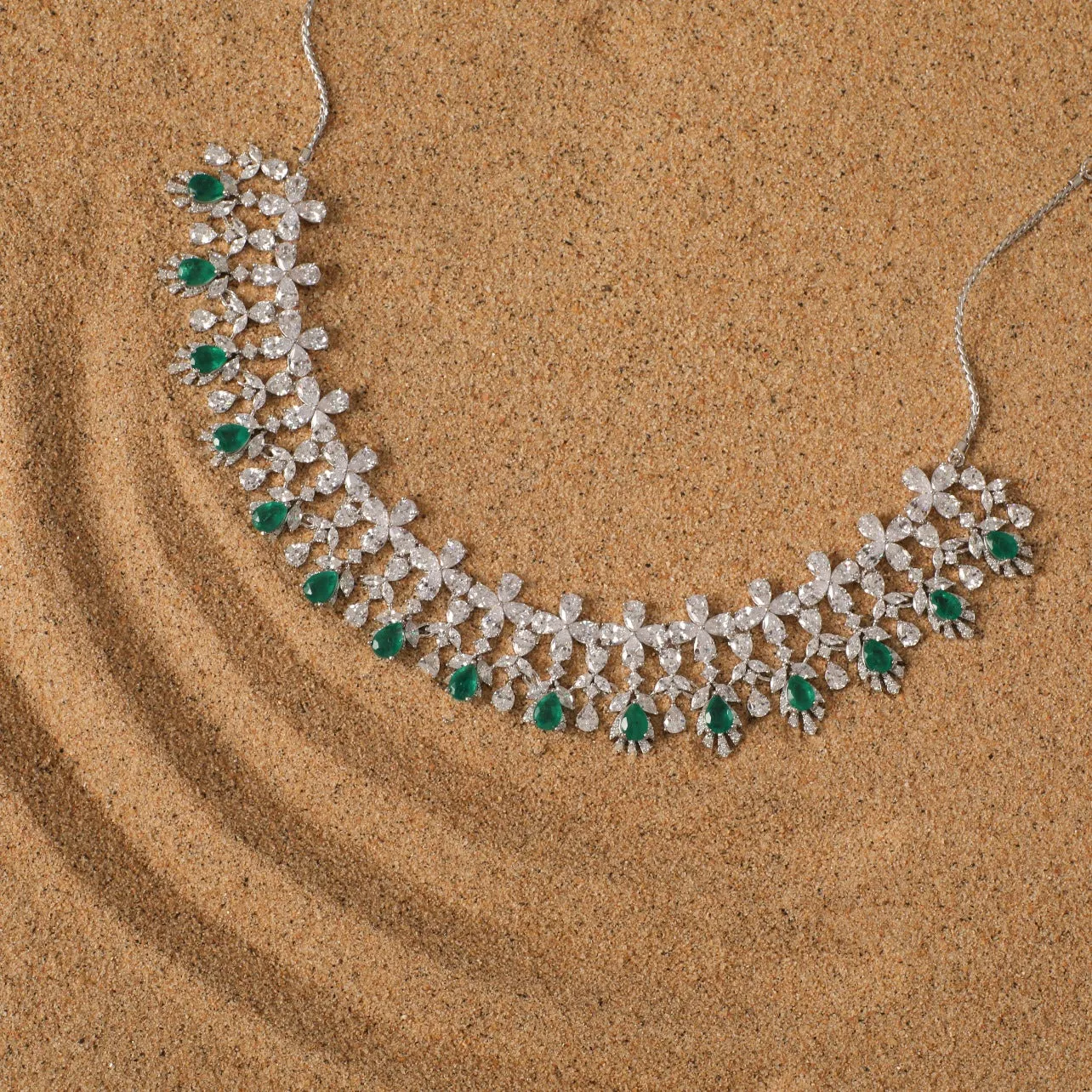 Bud CZ Grand Silver Necklace
