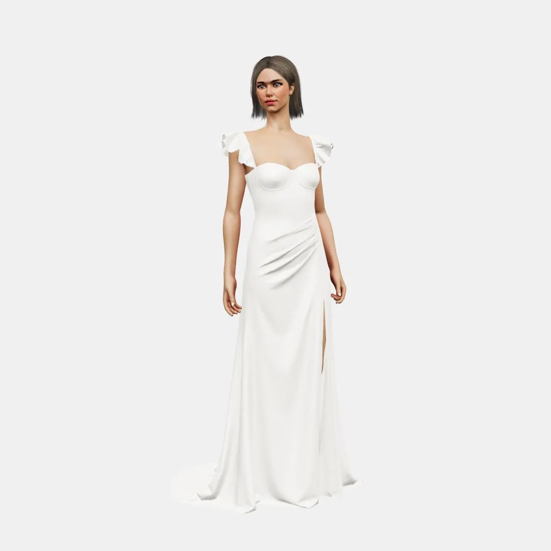 Bustier w/ rufflfe straps  draped