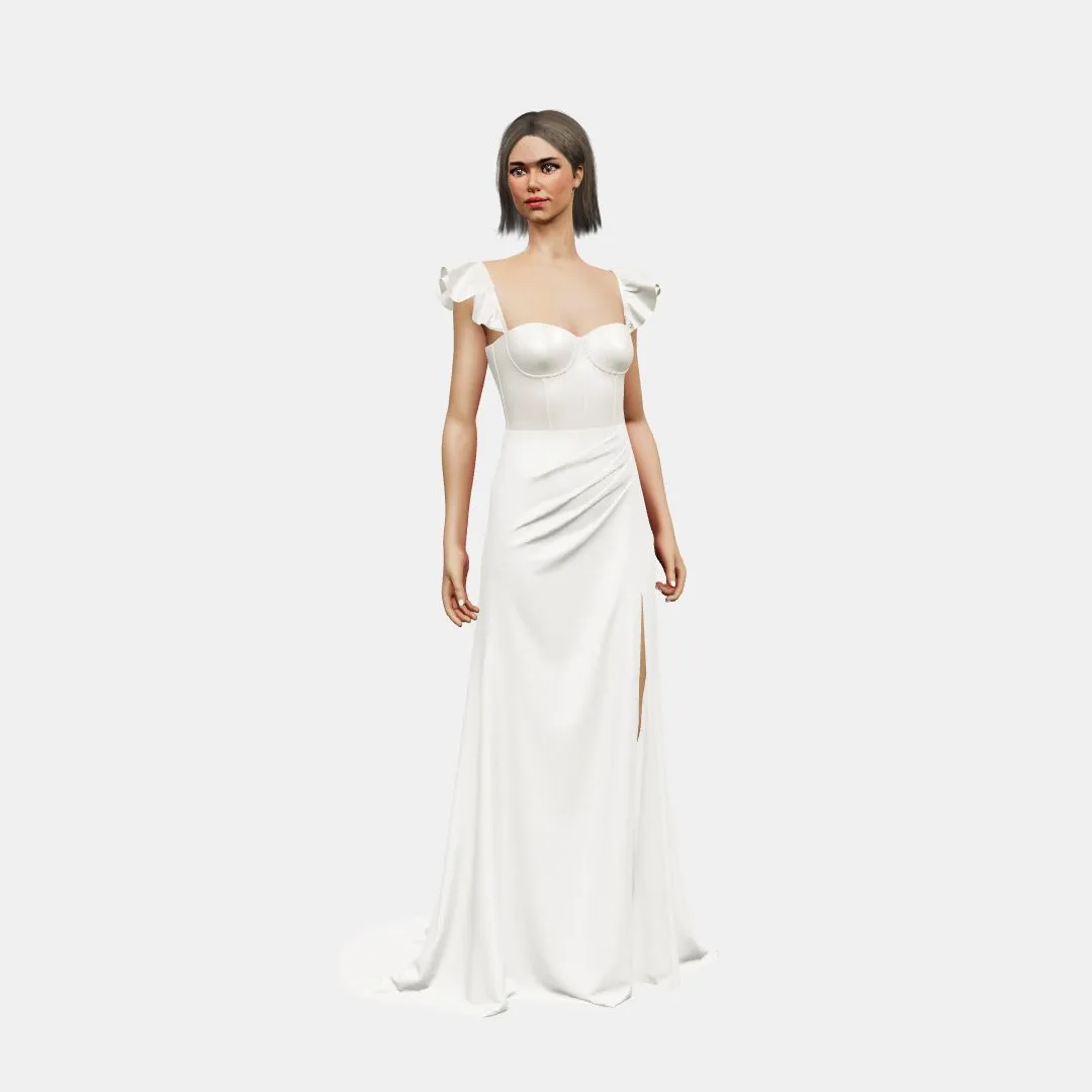 Bustier w/ rufflfe straps  draped