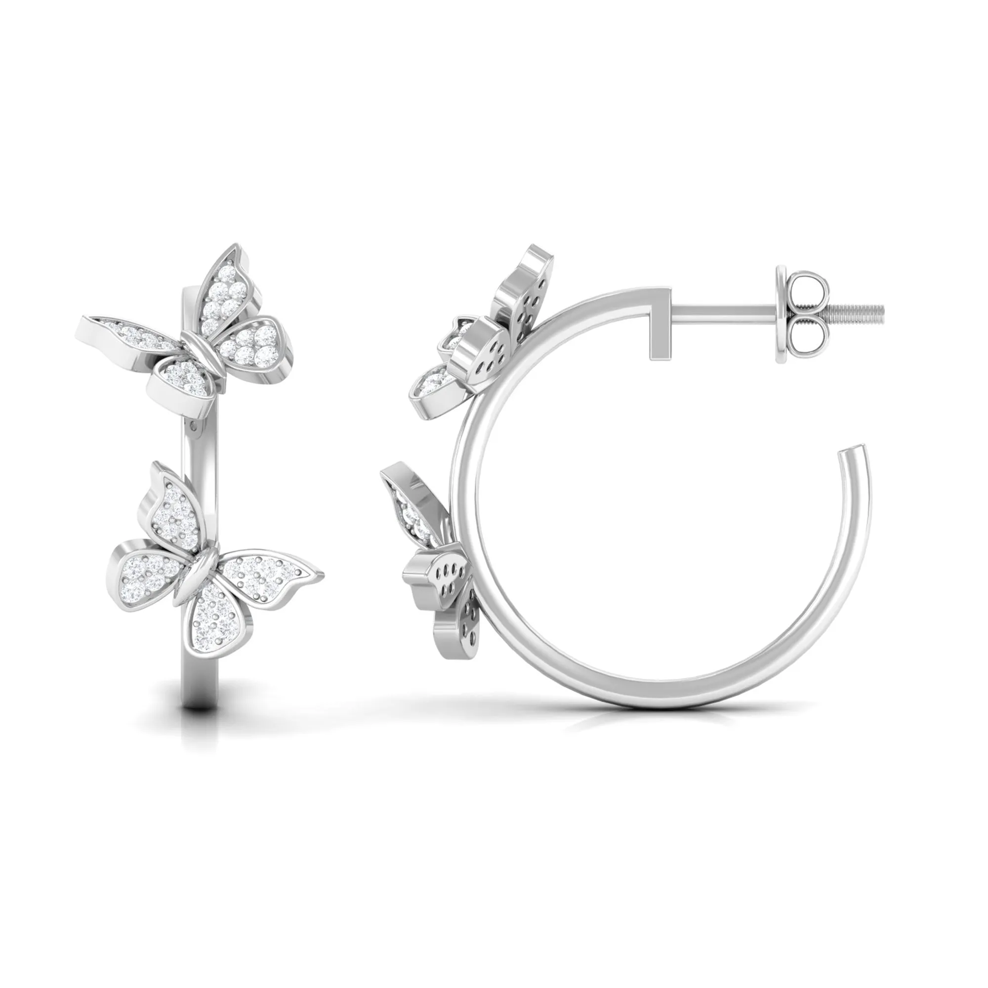 Butterfly Inspired Diamond Half Hoop Earrings
