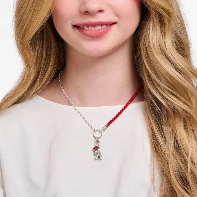 Charmista Member Red Sterling Silver Enamel Necklace KE2190-007-10