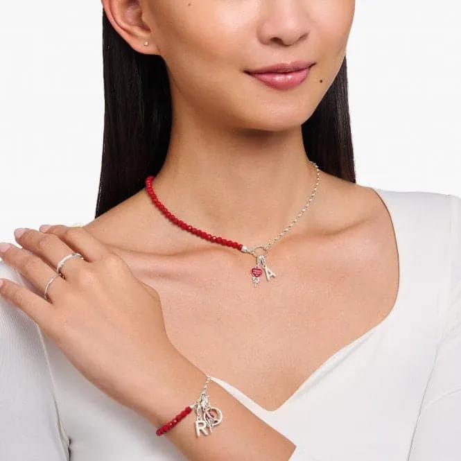 Charmista Member Red Sterling Silver Enamel Necklace KE2190-007-10
