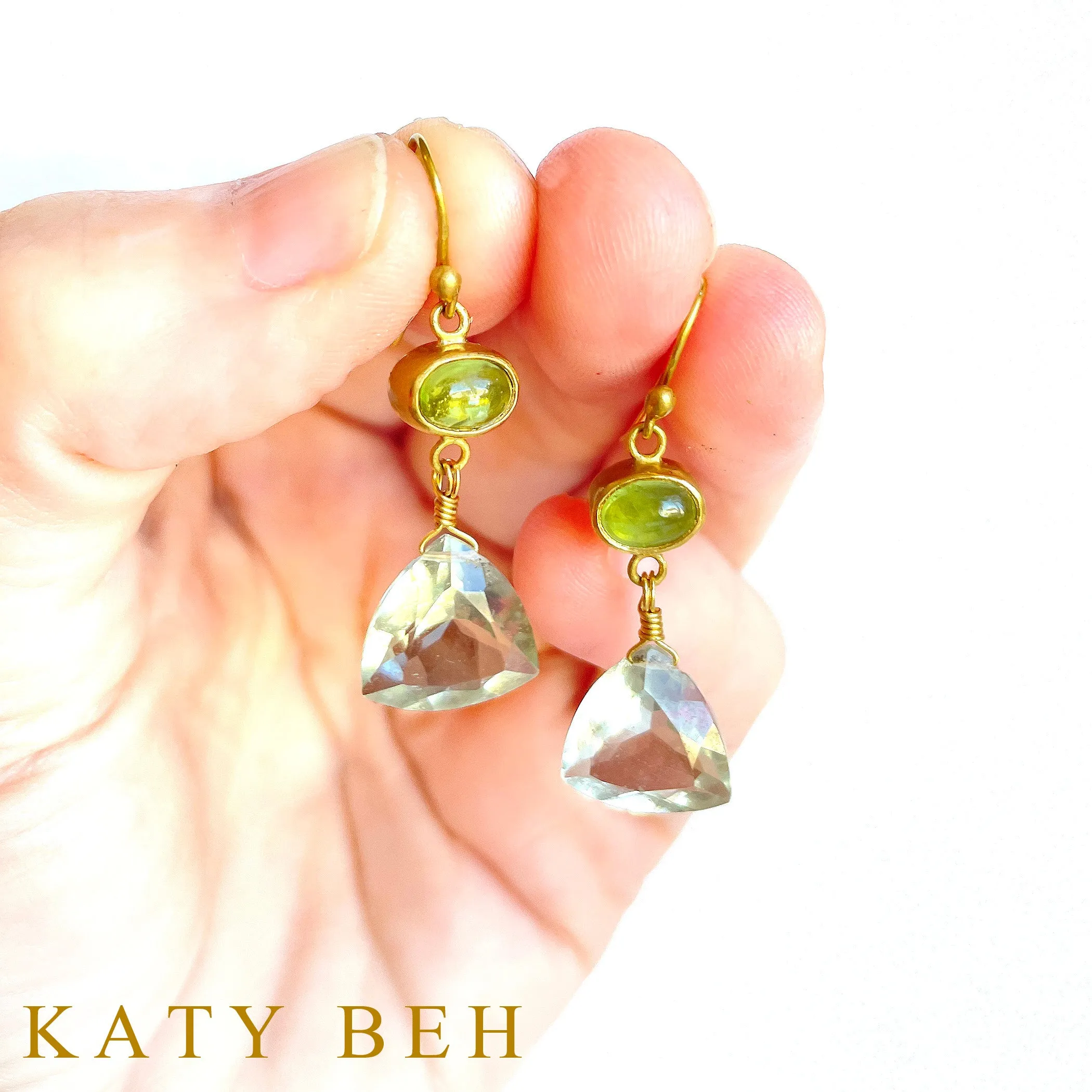 Cleo Peridot and Green Amethyst Earrings