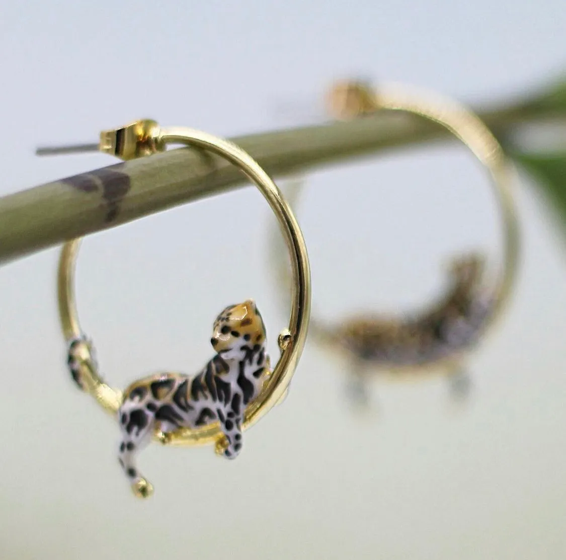 Clouded Leopard Hoop Earrings by Bill Skinner