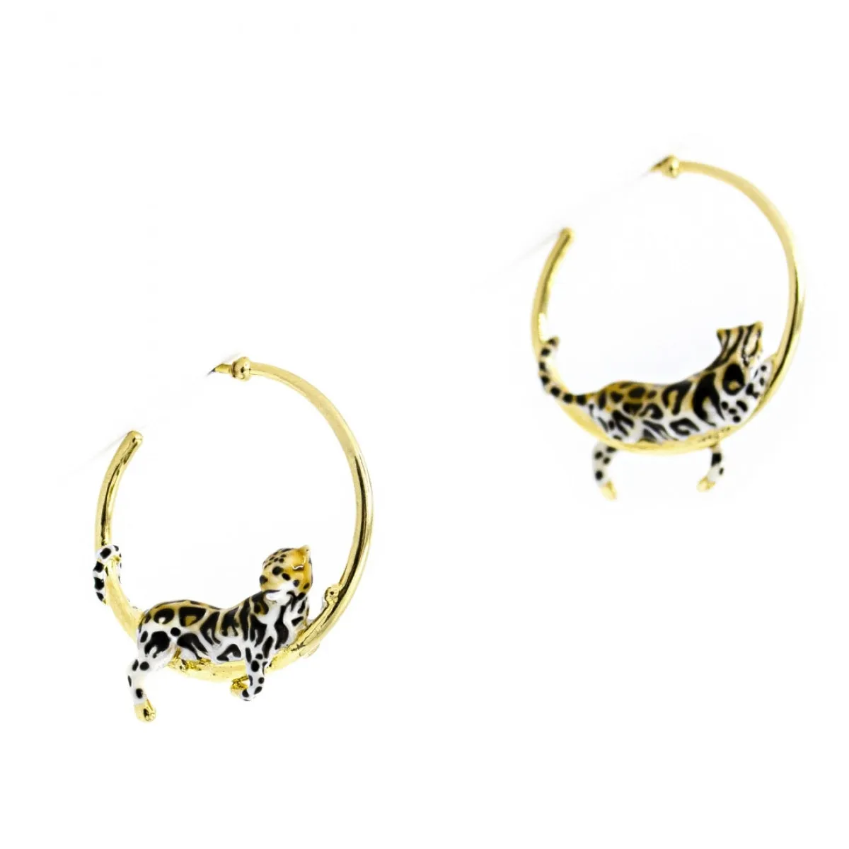Clouded Leopard Hoop Earrings by Bill Skinner