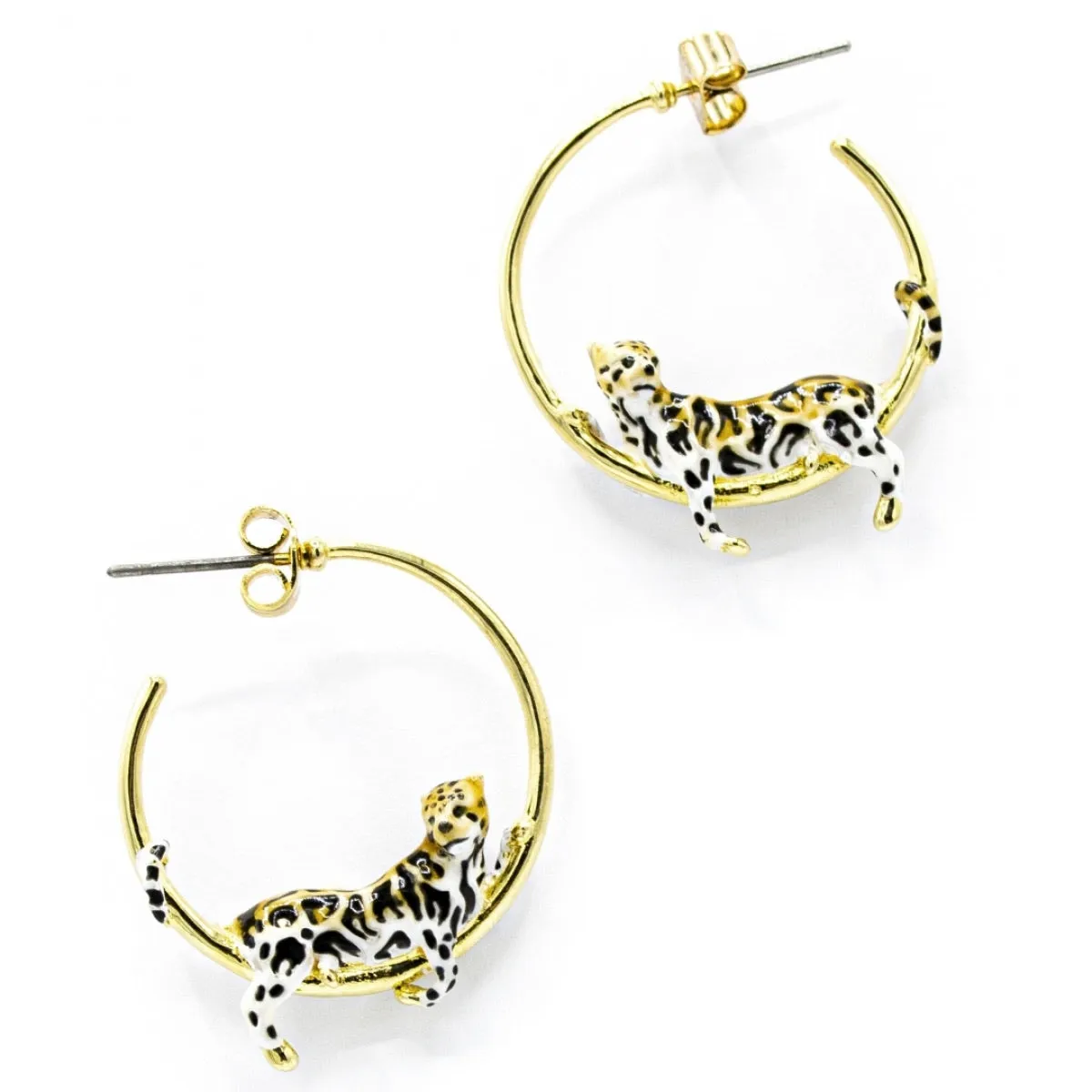 Clouded Leopard Hoop Earrings by Bill Skinner