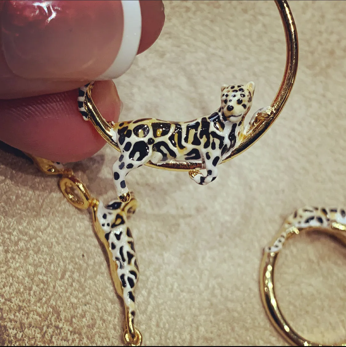 Clouded Leopard Hoop Earrings by Bill Skinner