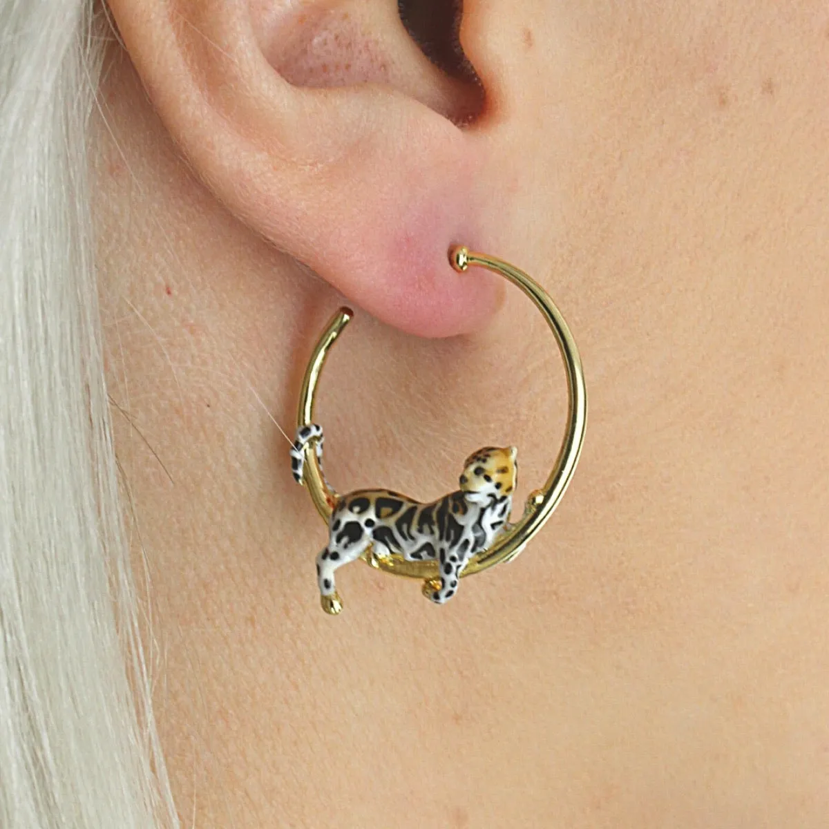 Clouded Leopard Hoop Earrings by Bill Skinner