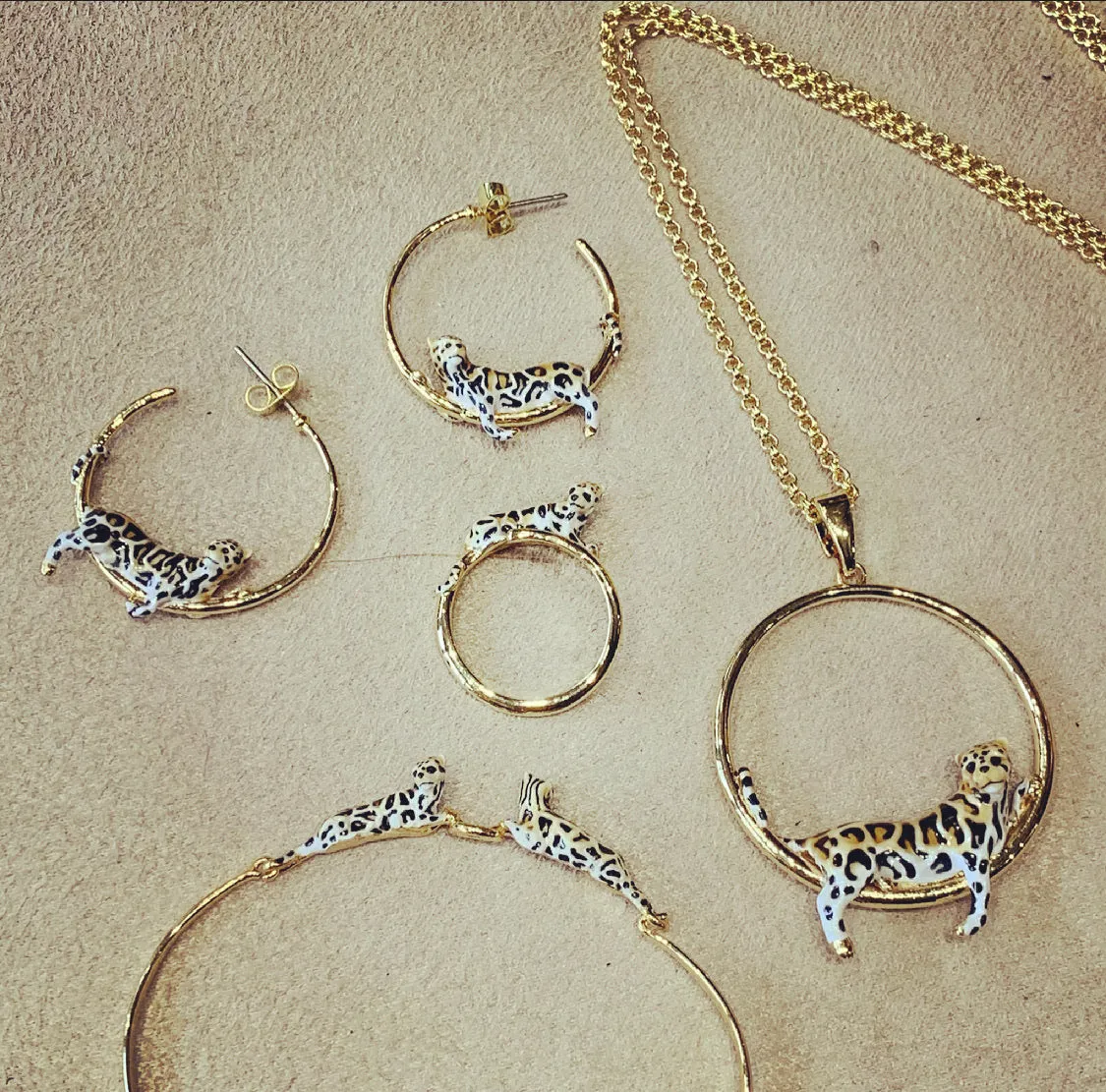 Clouded Leopard Hoop Earrings by Bill Skinner