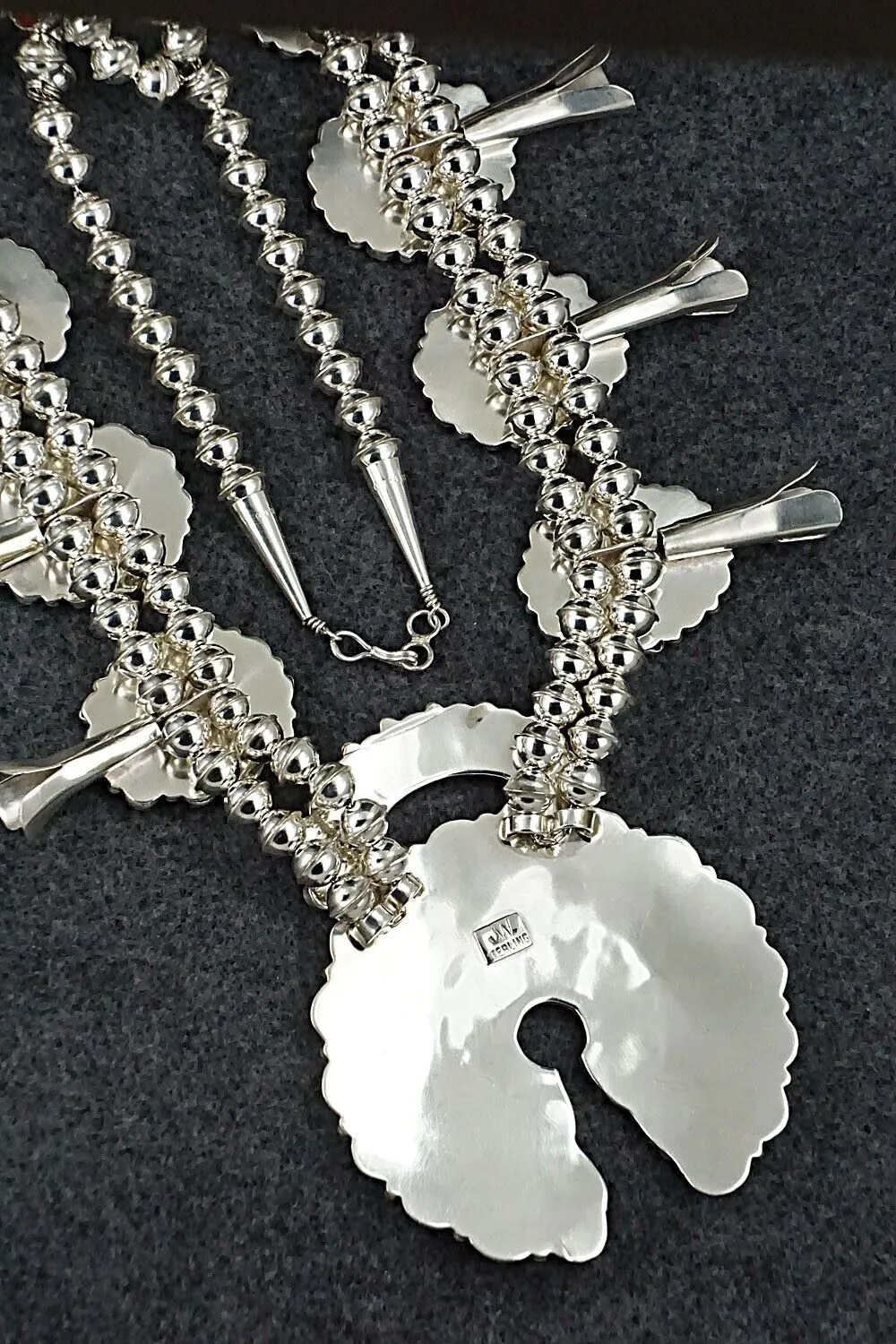 Coral & Sterling Silver Squash Blossom Set - Justina Wilson