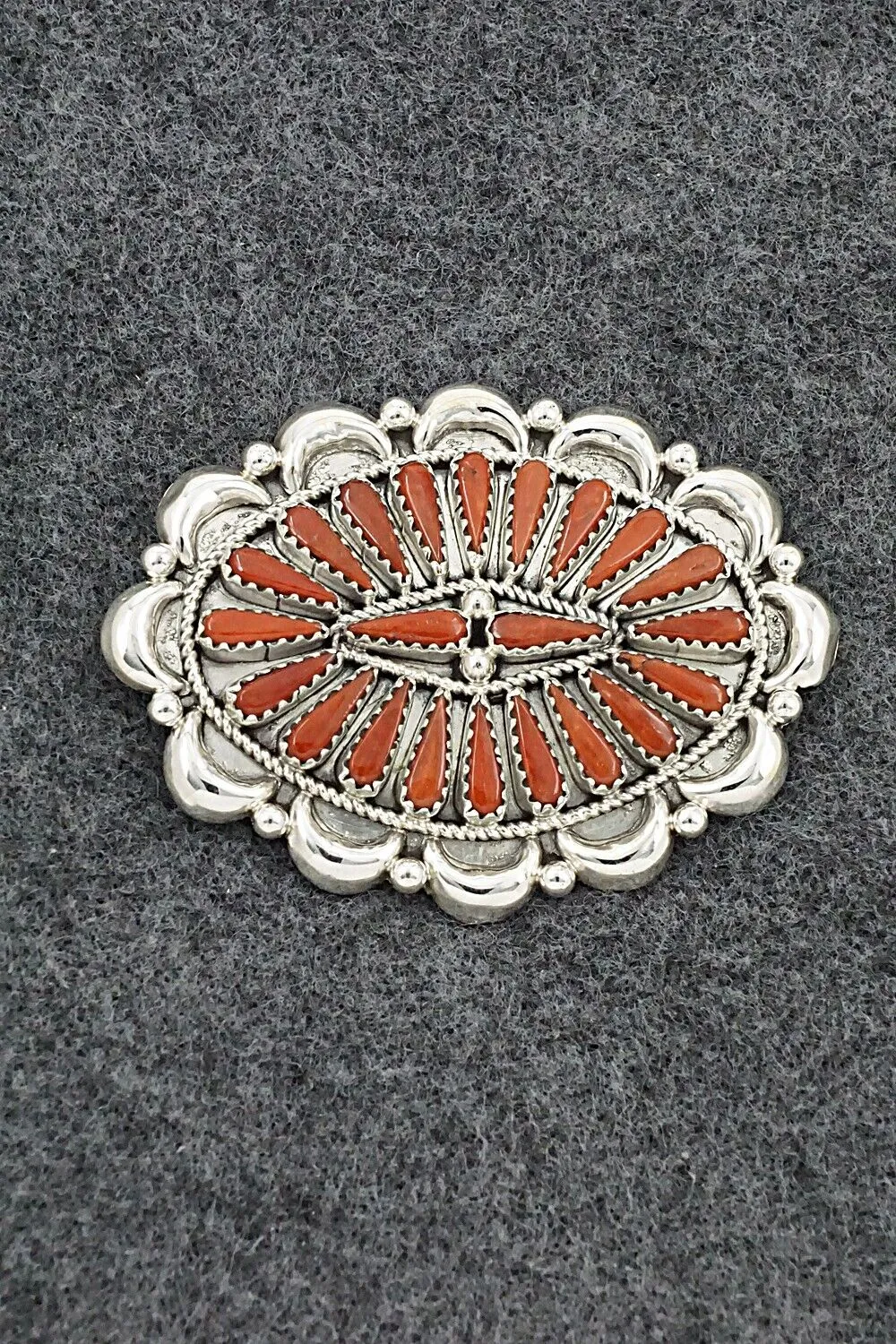 Coral & Sterling Silver Squash Blossom Set - Kyle Wilson