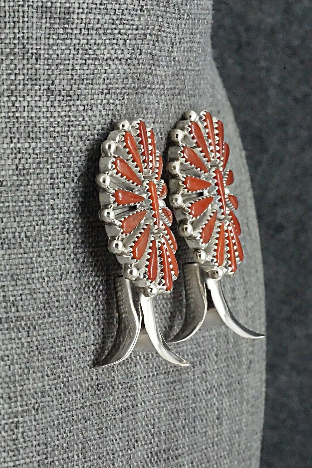 Coral & Sterling Silver Squash Blossom Set - Kyle Wilson