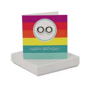 Coral And Mint Happy Birthday Card  - Double Circle Earrings